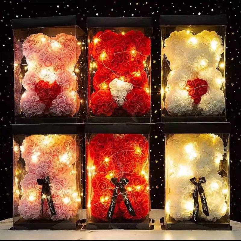 25cm Artificial Teddy Rose Flower Bear Romantic Valentines Day Gift Girlfriend Women Anniversary Wedding Party Supplies