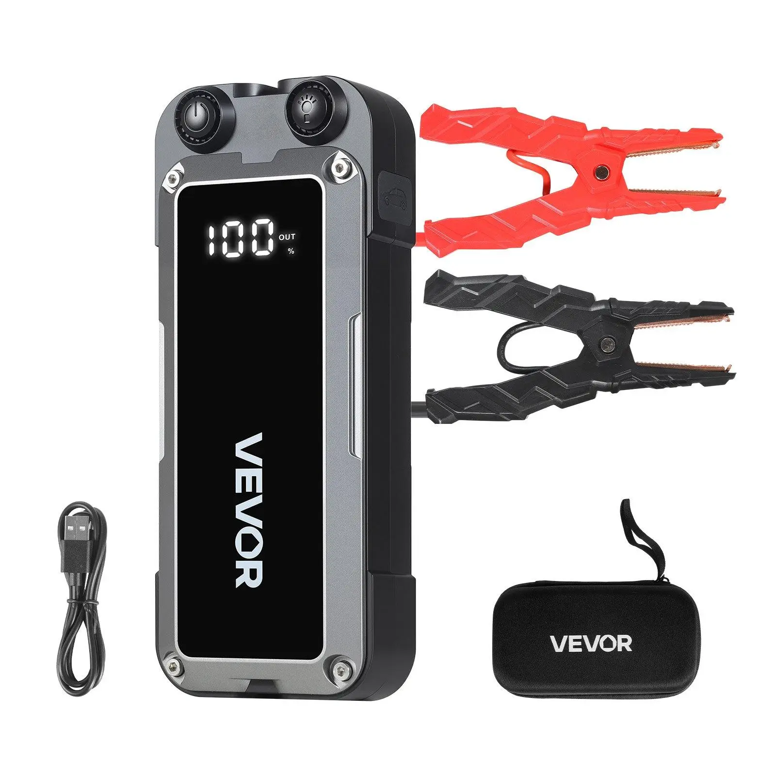 【Summerfinds】VEVOR Jump Starter, 4000A Peak, Car Jumper Starter Battery Pack, 12V Portable Lithium Battery Booster, Jump Box Power Bank with 3 Modes Flashlight and Jumper Cable, for 10L Gas and 8L Diesel Engines Automotive Car Essentials