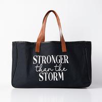 Stronger than the Storm Canvas Tote - Black/Brown