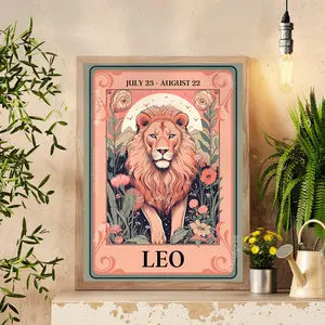 Leo Tarot Print - Leo Art Print - Zodiac Art Print - Astrology Art Print - August Birthday Gift - Leo Wall Art - Leo Home Decor