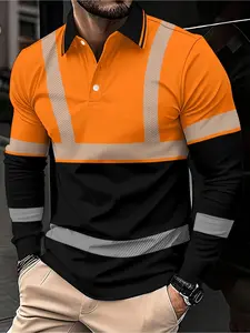 Men's casual printed long-sleeved polo shirt - with a turned-down collar, machine washable, lightweight and breathable, durable fabric shirt, outdoor casual shirt, bold print design, durable material