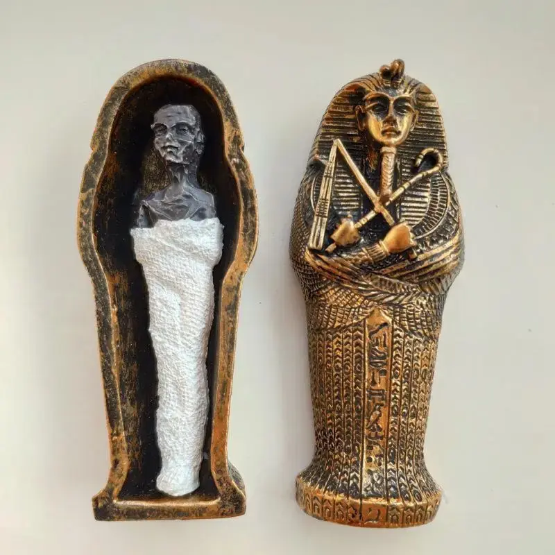 Resin Ancient Egyptian Mummy Coffin Statue Sculpture, Miniature Model Decoration, Collectible Figurine, Decorative Figurines for Aquarium Decor, Decorative Sculptures