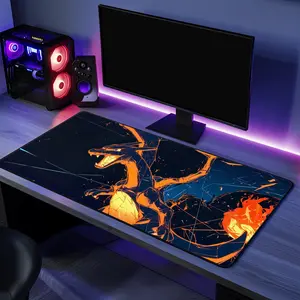 CCharizardd Playm Red Blue Yellow Inspired Gaming Deskmat, Play Mat of TCG