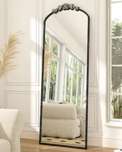 Hasipu Black Vintage Wall Mirror Antique Arched With Metal Frame, Ornate Baroque for Mantle, Bathroom, Living Room, Fireplace