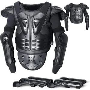 Upgraded Kids Motorcycle Armor Suit Teen Dirt Bike Gear Riding Protective Set for Cycling, Skateboarding, Skiing, Skating, Off-Road (Black)
