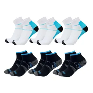 6 Pairs Plantar Fasciitis Compression Socks for Women Men 15-20 mmHg Ankle Support Socks Arch Support Socks for Running Hiking Cycling Work, Breathable Moisture Wicking Sport Socks for Foot Pain Relief
