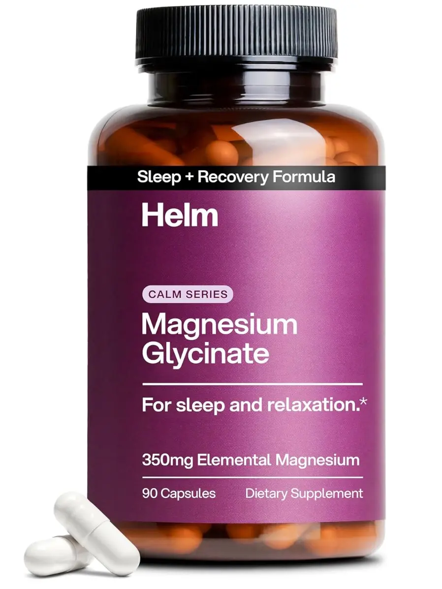 Helm Magnesium Glycinate 350mg – High Absorption Chelated Magnesium for Deep Sleep, Stress Relief, Relaxation & Muscle Recovery – Clean Vegan Formula – Gentle on Stomach – Made in USA