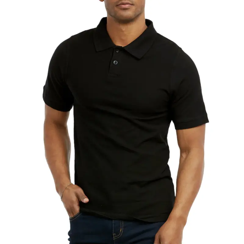 Men's Cotton Polo Shirt - S-3XL, Half Button Front, Short Sleeve, Regular Classic-Fit, Breathable Fabric, Stylish Big & Tall Plain Top for Day, Office, Golf Outdoor Casual Menswear