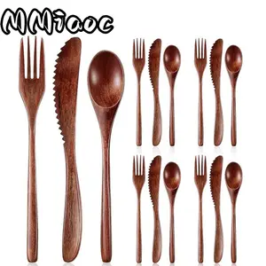 12pcs of Non-Stick Cookware Set with Wooden Kitchen Utensils, Spatulas, And Slotted Wooden Spoons. A Stylish And Durable Wooden Utility Set for Cooking, Baking, Serving, And Both Casual And Formal Meals Wooden Spoon Fork Knife,summerwins