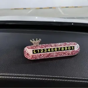 1PC High end diamond studded temporary parking sign for cars, creative phone number sign, Car Accessories