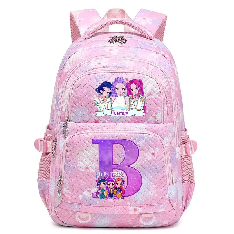 NEW K-POP  CARTOON GIRLS BACKPACK, Pink Floral Princess Print Kids School Book Bag, Large Capacity Padded Lightweight Daypack, Relieve Shoulder Pressure, Cute School Travel Backpack Gift For Little Girls