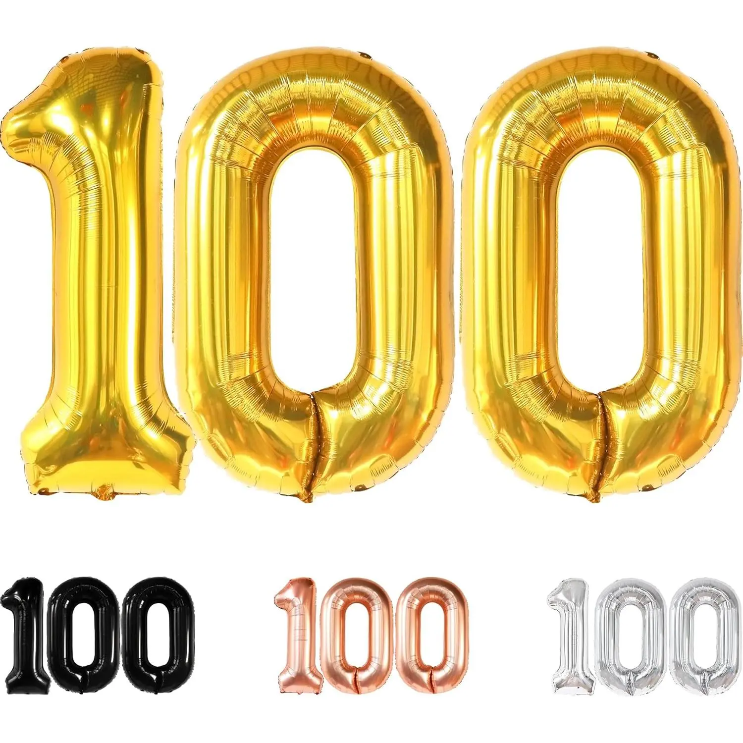 Large Gold Number 100 Balloon - 40 Inch| Mylar Foil Balloon For 100th Happy Birthday Decorations| 100th Gold Balloons For Anniversary Decorations| Birthday Party Supplies
