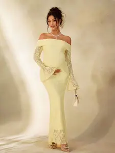 BELLAdresses Maternity Photography Dress, Lace Dress/Elegant Dresses For Party, Yellow Dress For New Year, Winter Dress