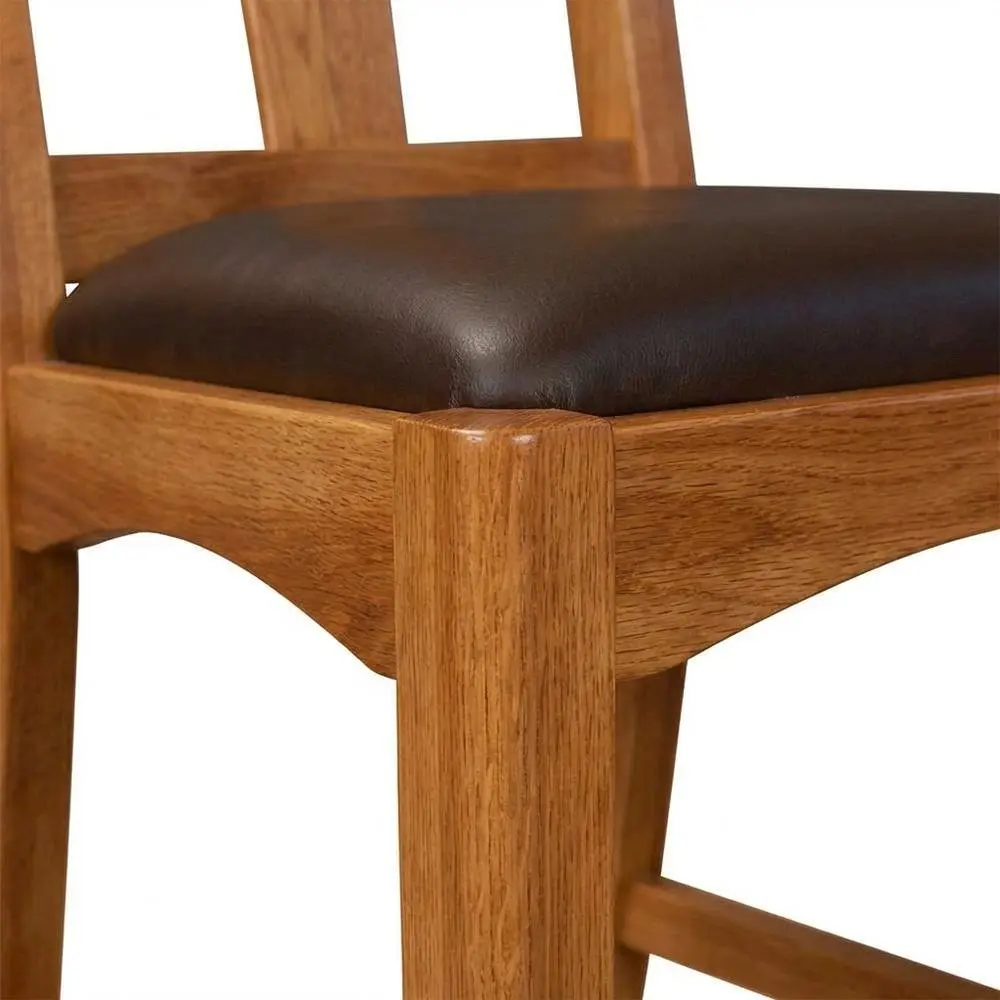 2-Piece Distressed Amber Hickory Wood Dining Chairs, Top Grain Leather Seats, Traditional Style for Family Dinners, 22.5 Inches Depth Indoor Side Chairs, Distressed Look
