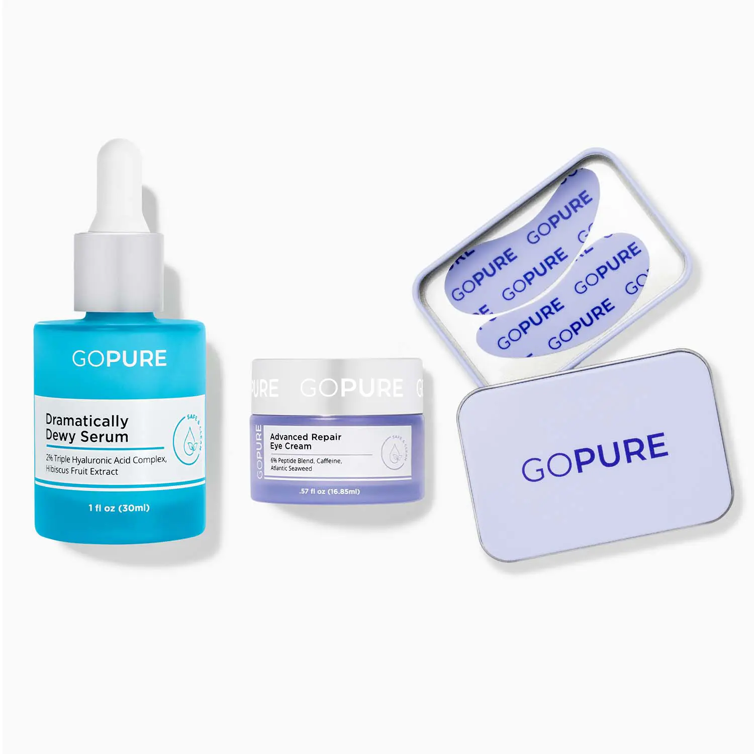 GOPURE Dramatically Dewy Serum + Advanced Repair Eye Cream + Glow Getter Eye Masks