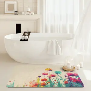 Bath Mat Bathroom Floor Rug Super Absorbent Ultra Thin Non Slip Quick Dry Washable Carpet for Sink Shower Toilet 31"x19"