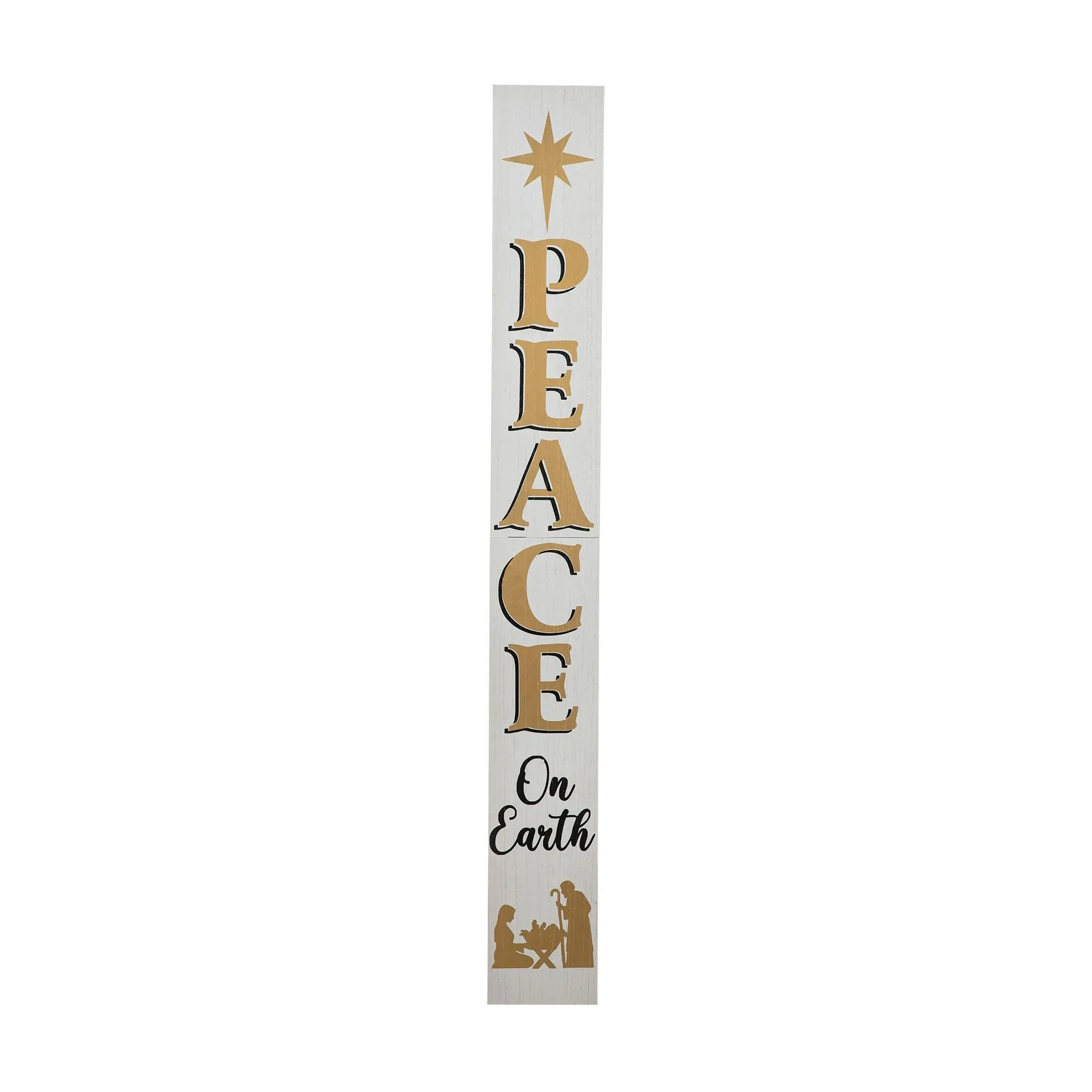 Glitzhome 60"H Wooden Nativity Peace Porch Sign
