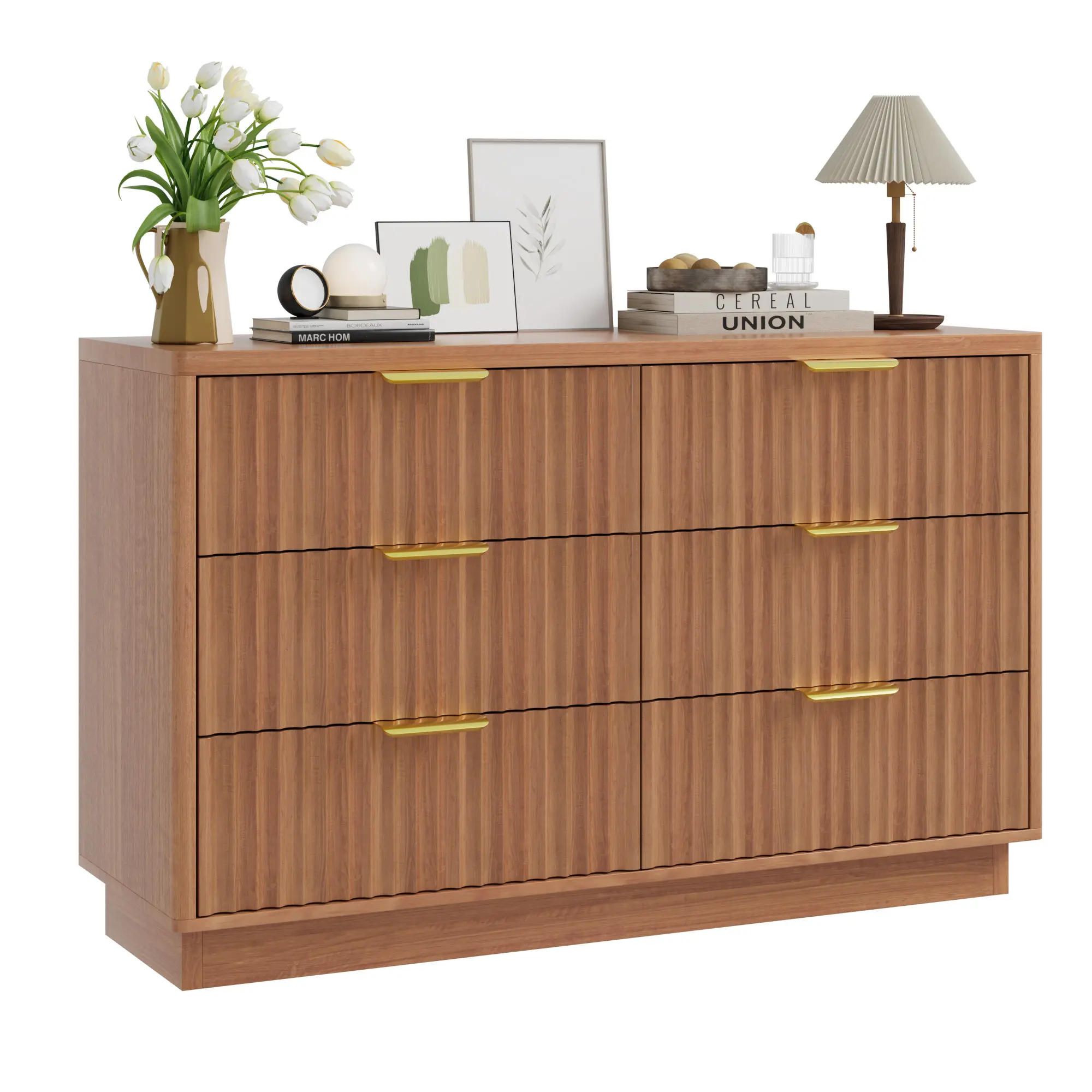 47 in Modern Wooden Drawer-Style Makeup Vanity - 6-Drawer Capacity, Ample Storage, Indoor Wood Storage Cabinet, Drawer-Style Makeup Vanities
