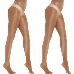 Laseta Women's 2-Pack Shiny Silk Stockings, Reflective Oily Effect Tights with Multi-Angle Sparkle, High-Waisted Stay-Up Comfort Fit for Night Out & Cocktail Dresses