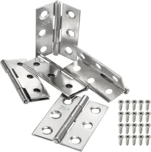 20 count 304 Stainless Steel Flat Hinges 1.73 inch Door and Window Hinges Mini Hinge Boxes Gate Drawer Hinge, Size 44x32x4.8mm(1.73x1.26x0.19inch) with 120 Screws