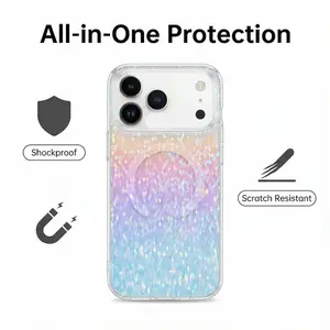 For iPhone 17 Air 16 15 14 13 12 11 Pro Max 15 Plus Magnetic Clear Glitter Gradient Protective Phone Case Cover
