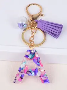 New Butterfly Letter Keychain, Resin Alphabet Shape Keyring with Tassel Bag Decoration, Cute Car Hanging Pendant Gift for Women, Keychain For Bags, Trendy Cute Keychain