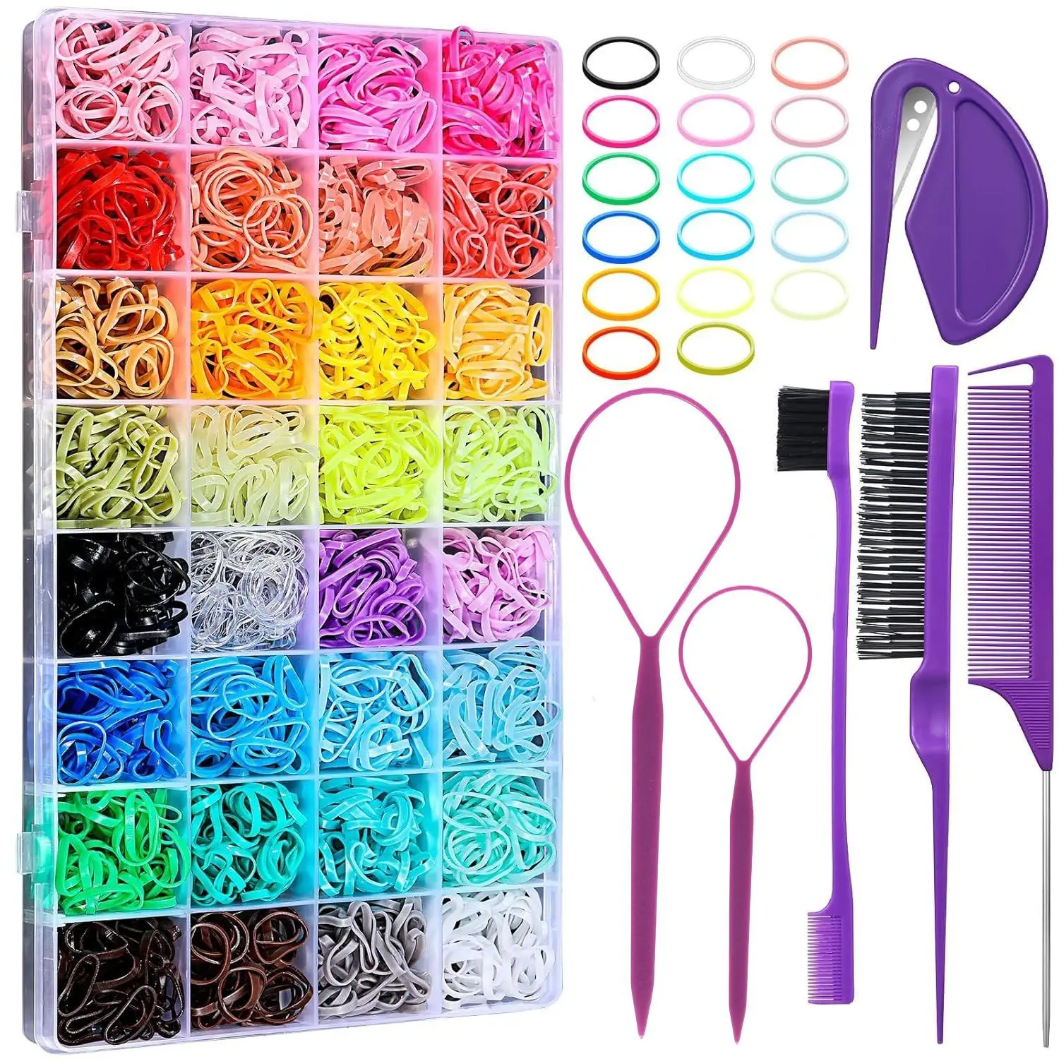 Professional Hair Tie Set, 1 Set Hair Ties & Hair Styling Tool, No Heat Hair Styling Accessories for Girls & Women
