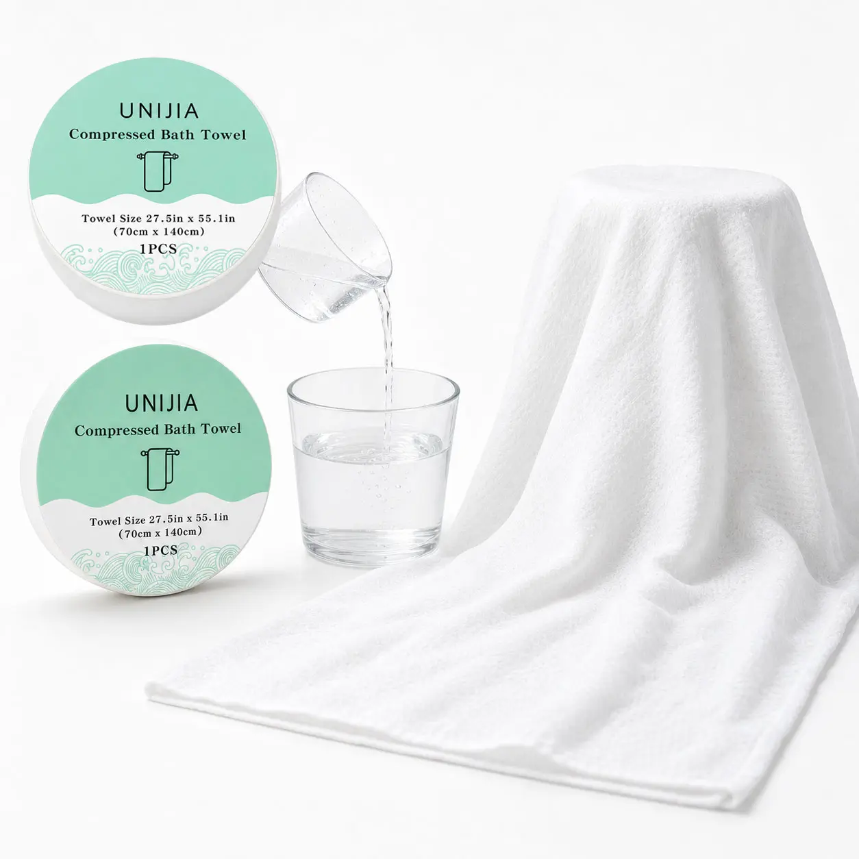 2 Extra Large (27.5x55.1in)  Plant-Based Rayon Eco-Friendly Compressed Bath Towels Thick Absorbent Lint-Free Odor-Free, Sensitive Safe, Portable Individually Packaged for Travel & Home, Skin-Friendly Tear-Resistant, Youth