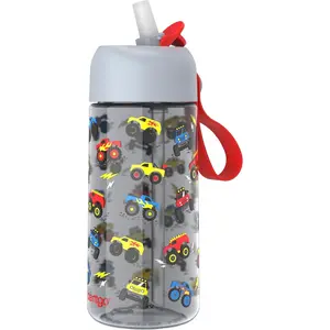 Water Bottle - Leak-Proof, Durable Tritan, BPA-Free 15 oz. Cup for Kids/Toddlers Ages 3+, Safe Sip Spout, Carrying Handle, & Dishwasher Safe for School, Sports, Daycare & Camp (Trucks)