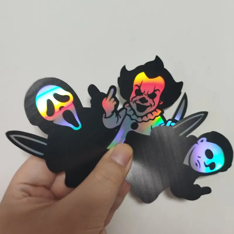 [Pack of 3] 3 little ghost car stickers, can decorate car body, motorcycle helmet, laser reflective, creative scratch-resistant, suitable for cars, trucks, SUVs, glass doors, windows, and refrigerators - colorful -