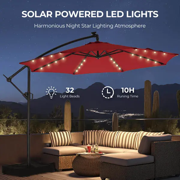 with Base & Lights10ft Offset Outdoor Patio Umbrella with Base & Solar Light, Easy Tilt & Crank, Adjustable UPF 50+ UV Protection for Garden, Backyard & Poolside - TikTok Shop with Base & Lights10ft Offset Outdoor Patio Umbrella with Base & Solar Light, Easy Tilt & Crank, Adjustable UPF 50+ UV Protection for Garden, Backyard & Poolside - TikTok Shop