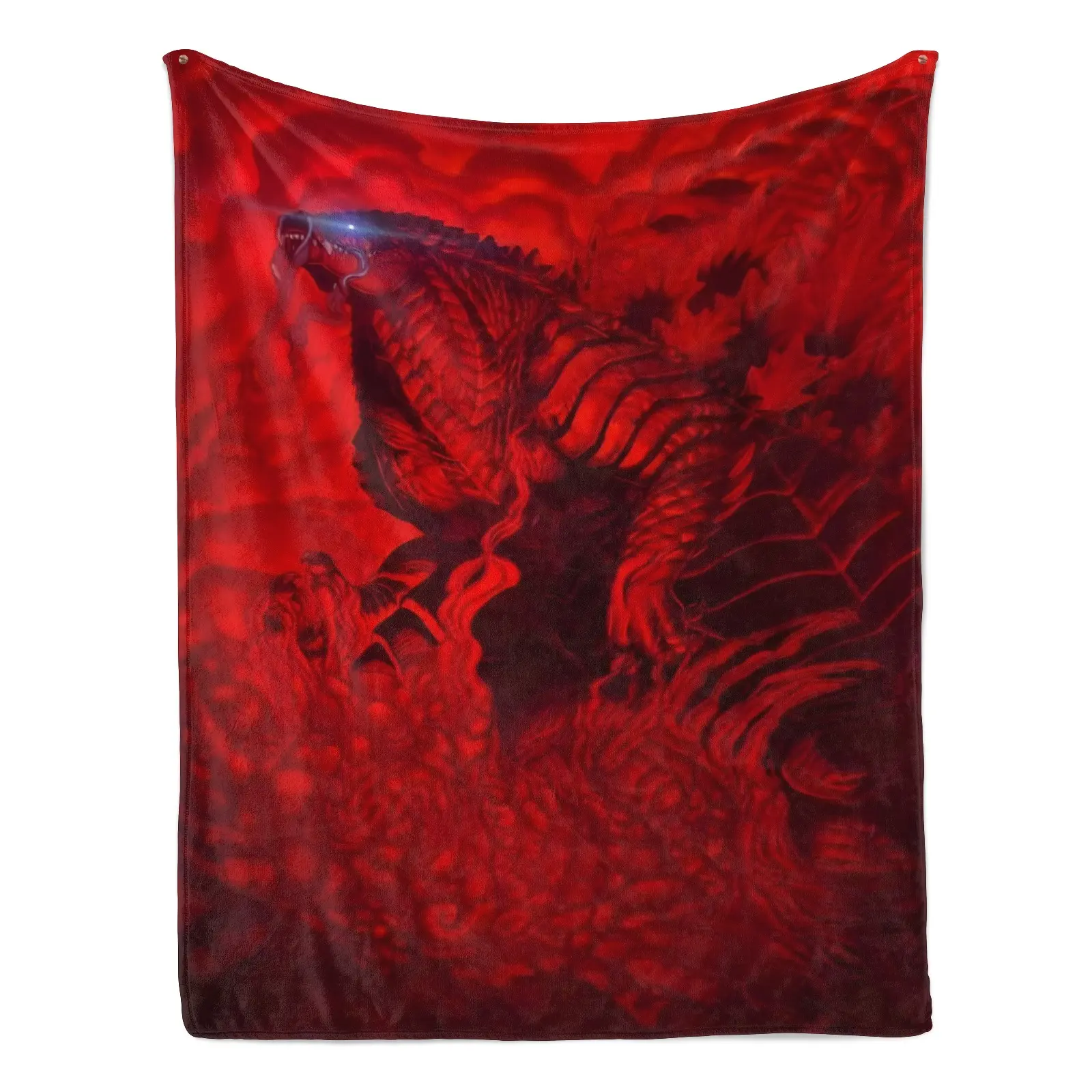 Red Godzilla Giant Kaiju Monster Flannel Blanket - Retro Creature Battle Graphic Throw, Horror Movie Style Cozy Sofa Bed Decor Gift for Fans