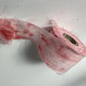 Creepy Halloween Party Accessories, Fabric Bloodied Bandages, Horror Props, Realistic Injury Effects, Perfect for Spooky Parties & Events, Lightweight