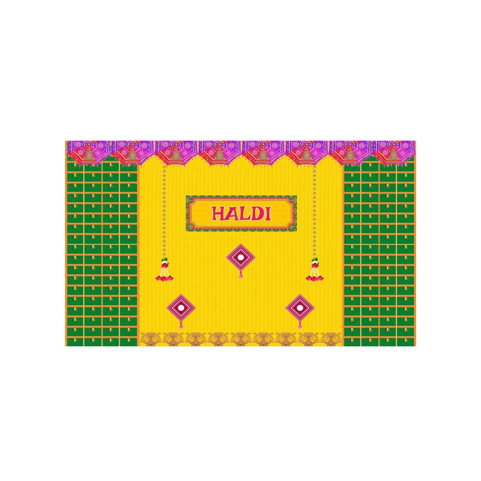5x8 Feet Fabric Reusable Haldi Ceremony Backdrop Banner (1335)