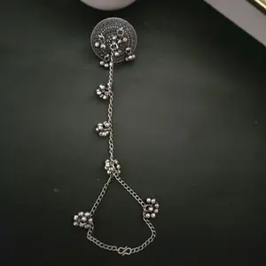 Replica Pahuchhi Finger Ring with Bracelet - Unique Design with Chain and Beads