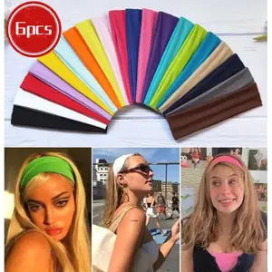 6 Pcs Elastic Sports Headbands, Vibrant Candy Color Hair Bands, Sweat Absorbent Head Wraps, Stylish Accessories for Yoga, Fitness, Beach, Camping