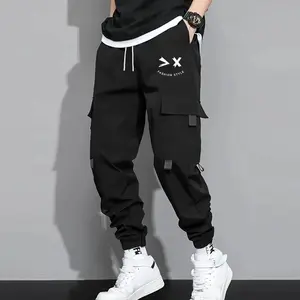 Work pants - Men's summer lightweight loose-fitting sports men's long pants with multiple pockets for casual wear