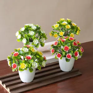 4 Piece Artificial Plant Mini Potted Plants, Lifelike Artificial Flower, Home Office Greenery Decor, Desktop Ornamental Bonsai, DIY Flower Arrangement, Holiday Indoor Decoration