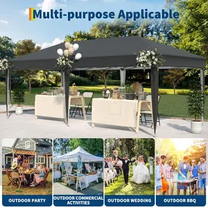 10x20ft Heavy Duty Pop Up Canopy Tent Waterproof UV Protection Adjustable Height Outdoor Shelter with Carry Bag for Party BBQ Beach Wedding Backyard Events