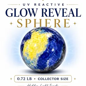 Glow Reveal Sodalite Sphere UV Reactive Calcite Core 0.72 LB Hand Polished High Gloss Natural Mineral Fluorescence for Collectors energy protection rock shop Crystal Home