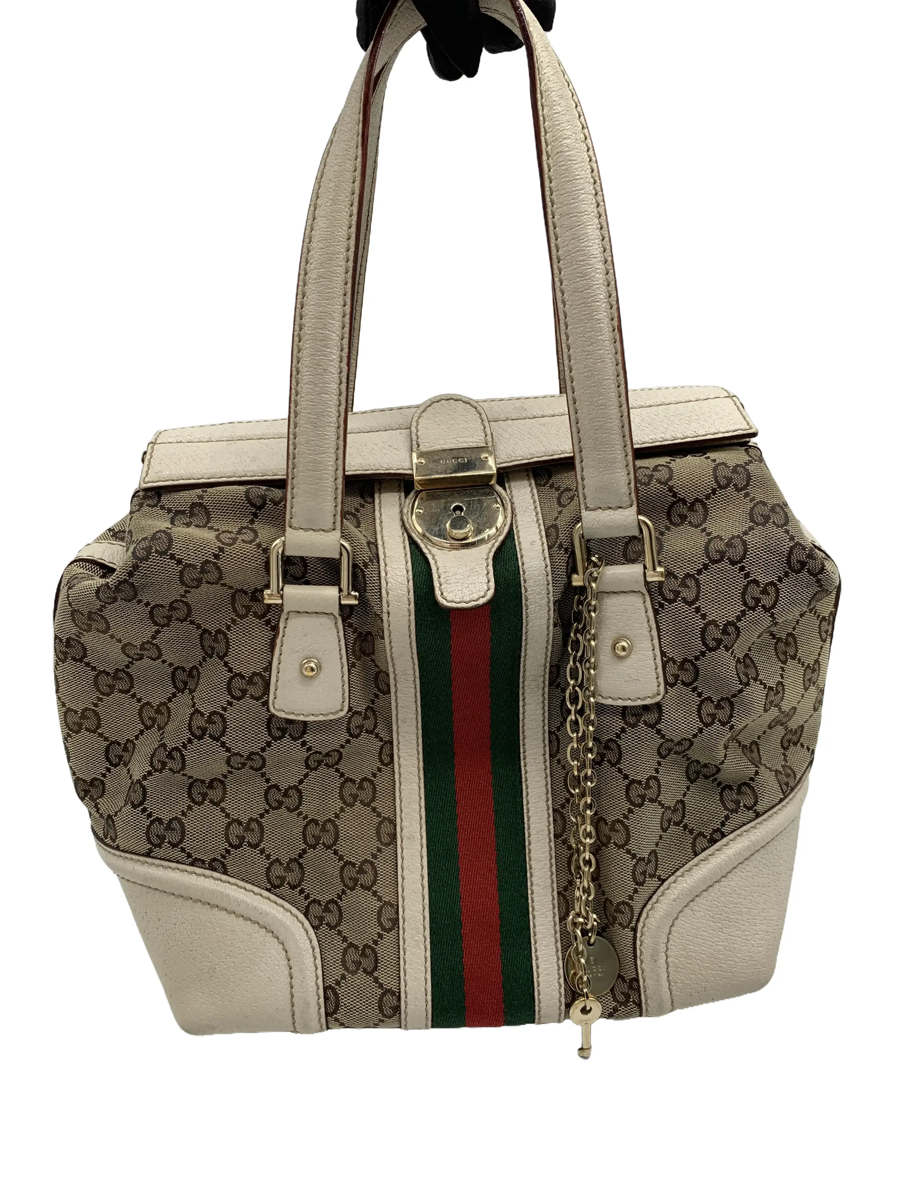 Pre-owned GUCCI Classic Web Leather Handbag/WJ07131234/1234
