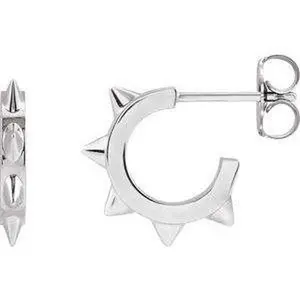 Platinum Spike 13.4 mm Hoop Earrings