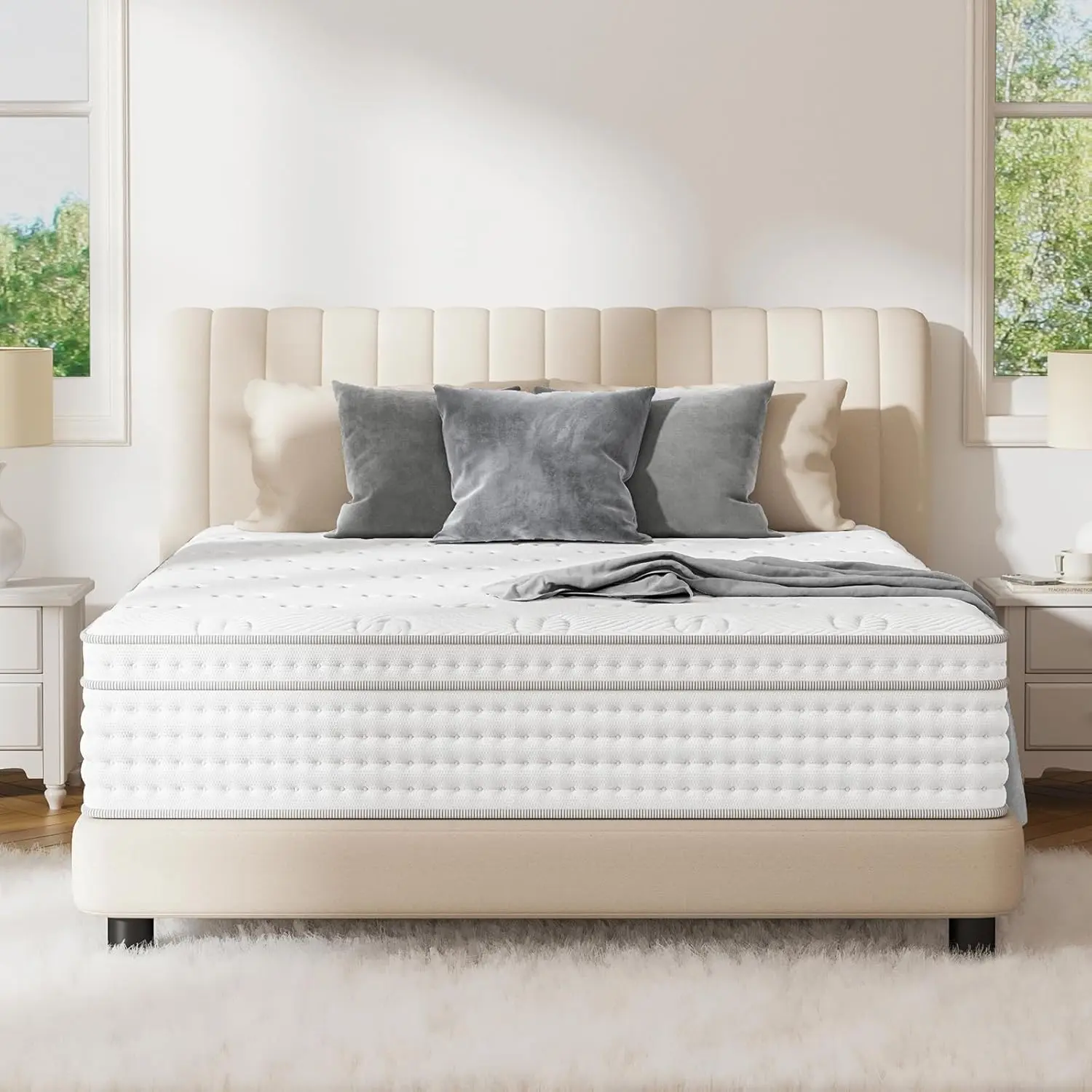 FlexPedic 10-14'' Hybrid Mattress, Gel-infused Memory Foam, Individual Pocket Spring for Motion Isolation, peaceful sleep nontoxic