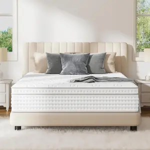 FlexPedic 10-14'' Hybrid Mattress, Gel-infused Memory Foam, Individual Pocket Spring for Motion Isolation, peaceful sleep nontoxic