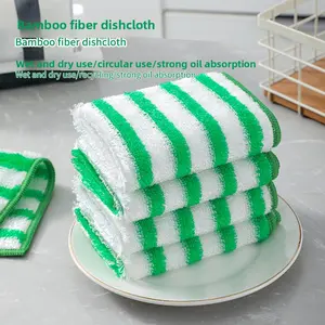 Y2K Fashion Bamboo Fiber Dish Cloth Non-stick Oil Thickened Dish Towel Easy to Clean Kitchen Cleaning Cloth Wholesale