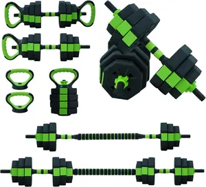 Adjustable Dumbbell Set, 30/44/66/88Lbs Free Weight Set with Connector, 4 In1 Dumbbells Set Used As Barbell, Kettlebells, Push Up Stand,Green and Black