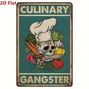 2D Flat Gifts for Chefs, Gifts for Cooking Enthusiasts, Chef Cooking Gangster Retro Logo, Kitchen Fun Retro Logo, Interesting Wall Art Interior Decoration Posters, Home Bars, Cafes