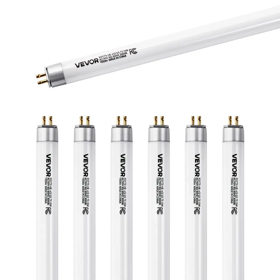 【Summerfinds】 VEVOR 8 Pack T5 Fluorescent Light Bulbs, 21-Inch Linear, Fluorescent Tube Lamp with 3000K Warm White, 13 Watts, G5 Bi-Pin Base, 1100 Lumens, Replacement Bulb, for Under Cabinet Counter Fixture, Closetdealsforyoudays, 8000-Hour Lifespan