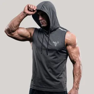 Men’s summer hooded tank top, breathable moisture-wicking fabric, suitable for cycling, gym workouts, high-quality sportswear, running shirt, casual wear, workwear, solid color outdoorfun