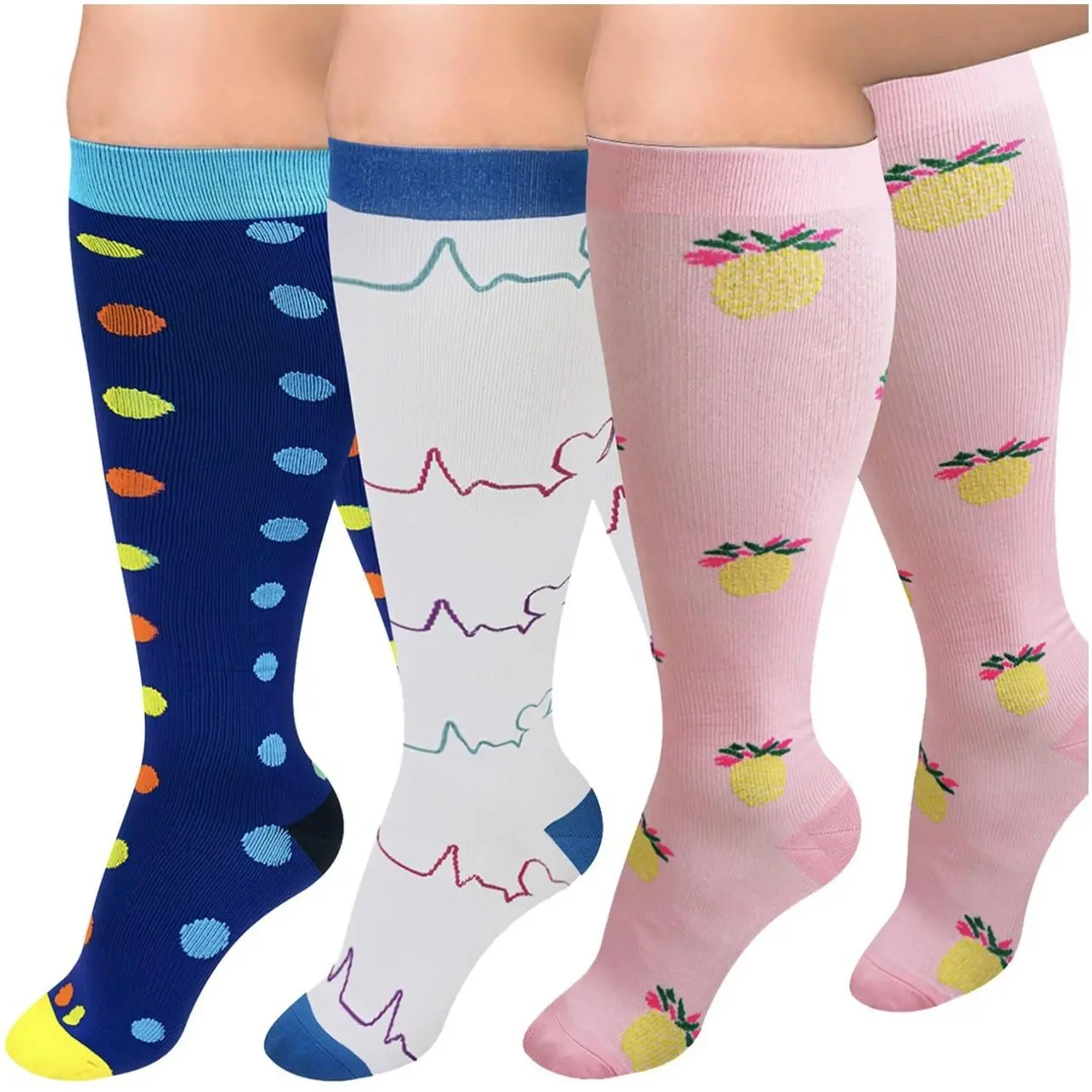 3 pairs of styles  7 color polka dots/wh